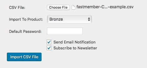 Fast Member CSV Import Options