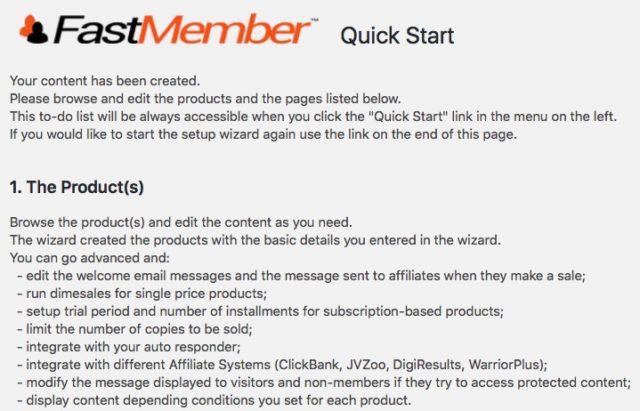Quick Start Wizard – WordPress Membership Plugin – Fast Member