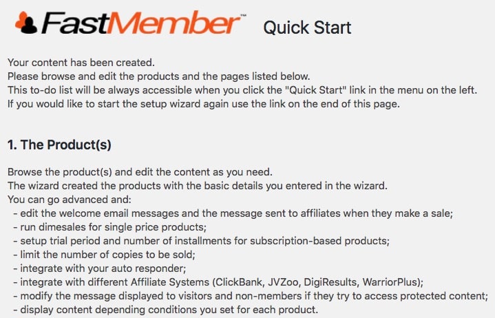 Fast Member Quick Start Wizard Checklist