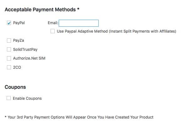 Fast Member Quick Start Wizard Payment Methods