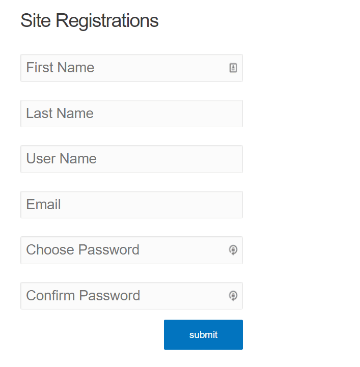 Site registrations